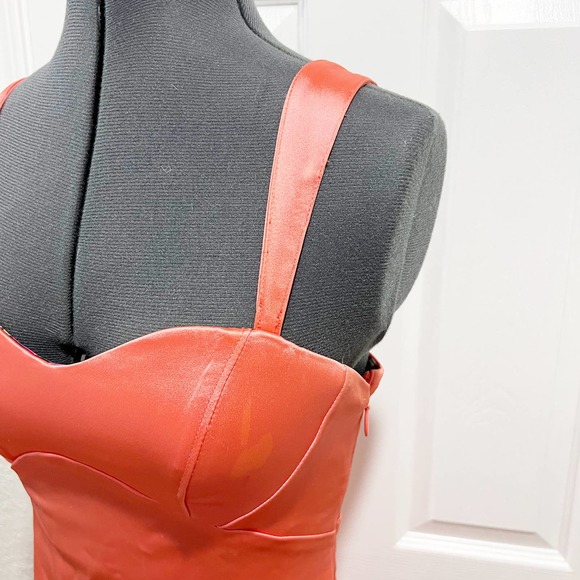 Bebe Sweetheart Satin Corset Top Dress Coral XS NWT - Picture 3 of 12